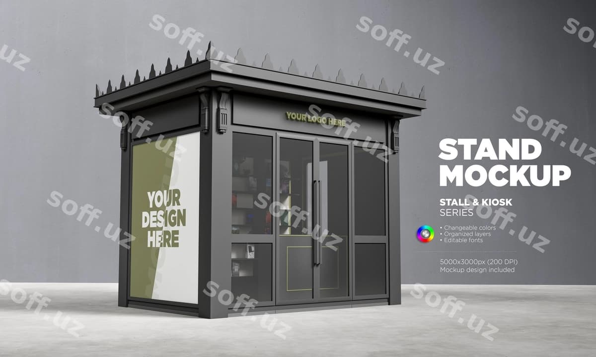 Reklama kiosk kitob do'kon namunasi | Advertising kiosk bookstore mockup