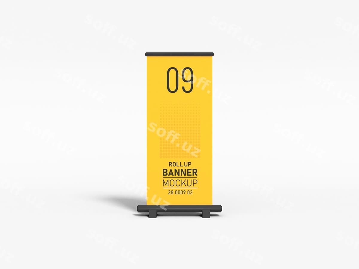 Reklama bannerini o'rash maketi | Advertising roll up banner mockup