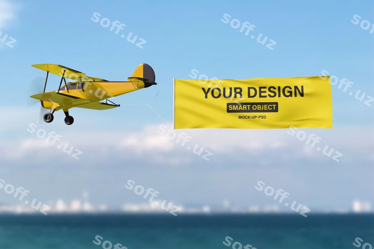 Bannerli samolyotda uchish reklamasi | Airplane flying advertising with banner
