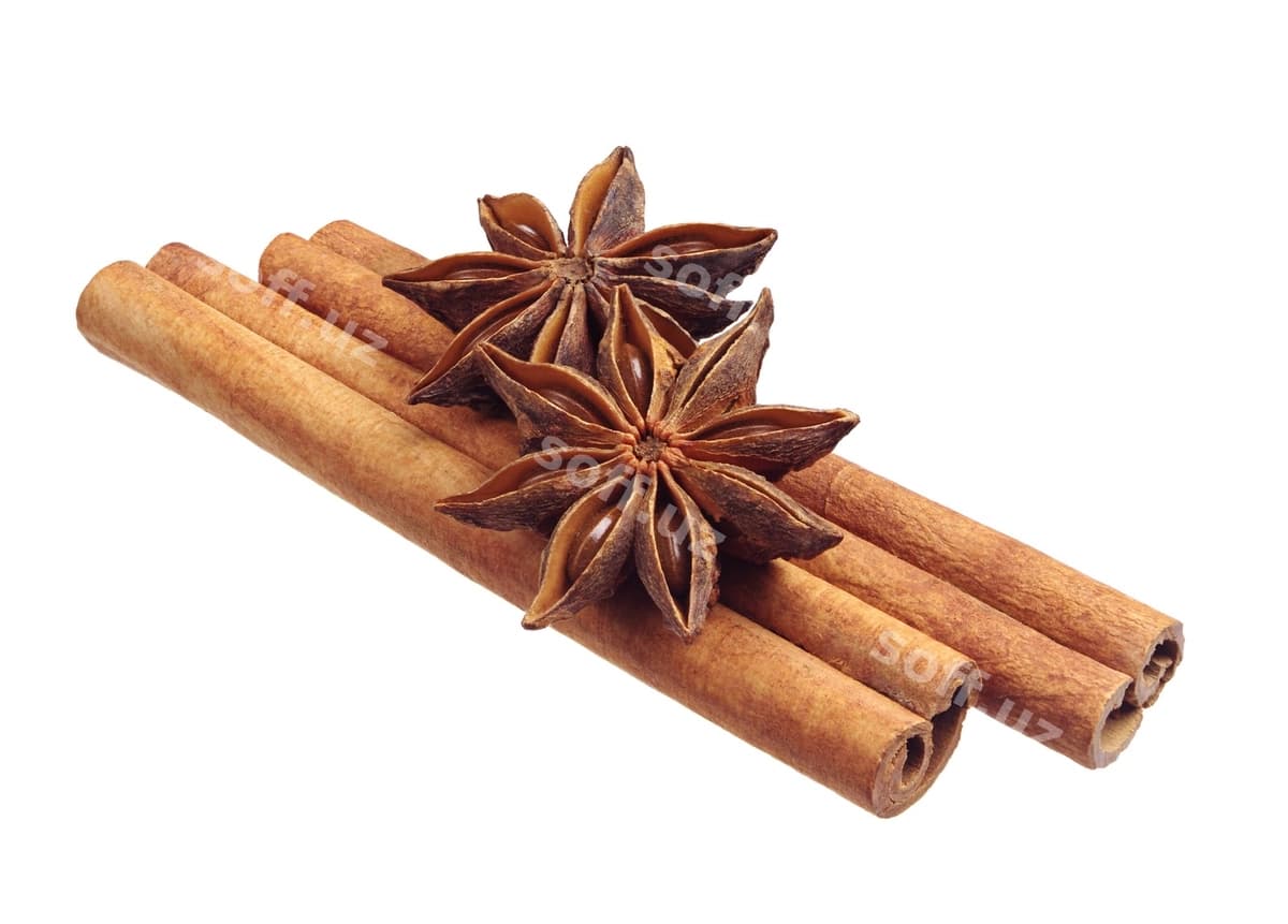 Anis va kinnamon oq fonda isolatsiya qilingan | Anise cinnamon isolated white background