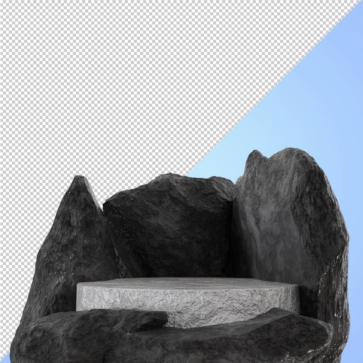 3D render kumush poydevor podiumi | 3d rendering silver pedestal podium