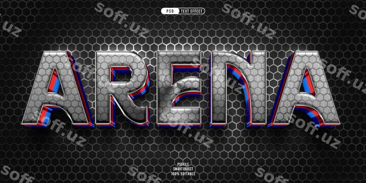 Arena 3D tahrirlanadigan matn effekti | Arena 3d editable text effect