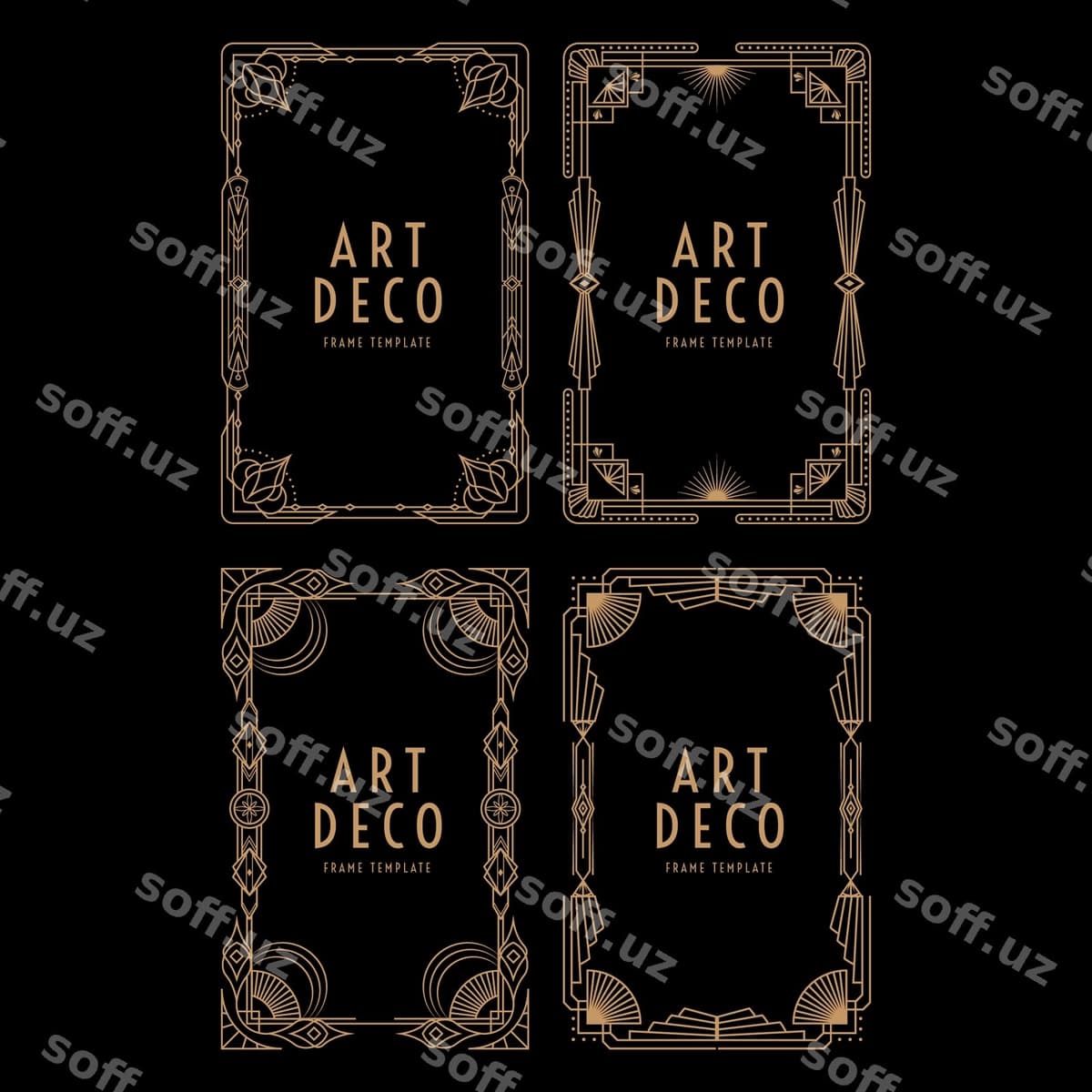 Art Deko portret ramka illustratsiyasi | Art deco portrait frame illustration