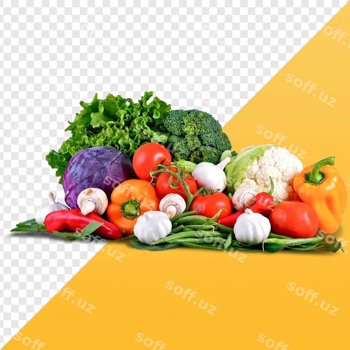 Yangi rangli sabzavotlar assortimenti | Assortment fresh colorful vegetables