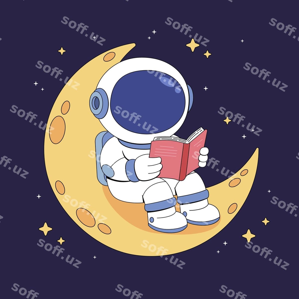 Oy kitobini o'qiyotgan kosmonavt | Astronaut reading book moon