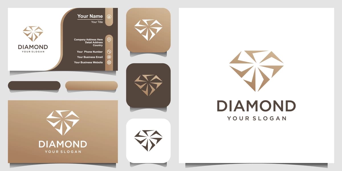 Ijodiy olmos logotipi dizayn shablonlari tashrif qog'ozi dizayni | Creative diamond logo design template business card design