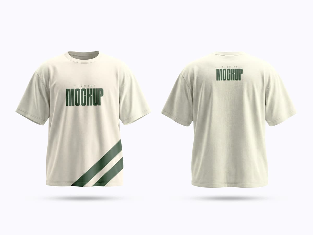 Oldindan orqa ko'rinishga ega haqiqiy kremli futbolka maketi | Realistic cream t shirt mockup with front back views