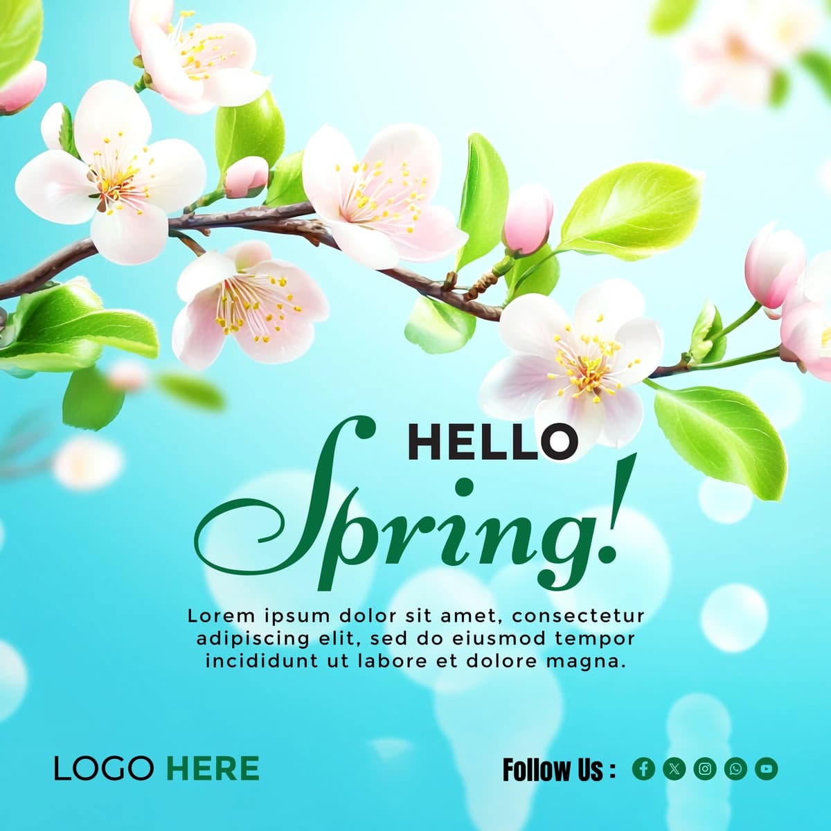 Bahor kuni ijtimoiy media posteri nusxa ko'chirish maydoni banner foni | Spring day social media poster copy space banner background