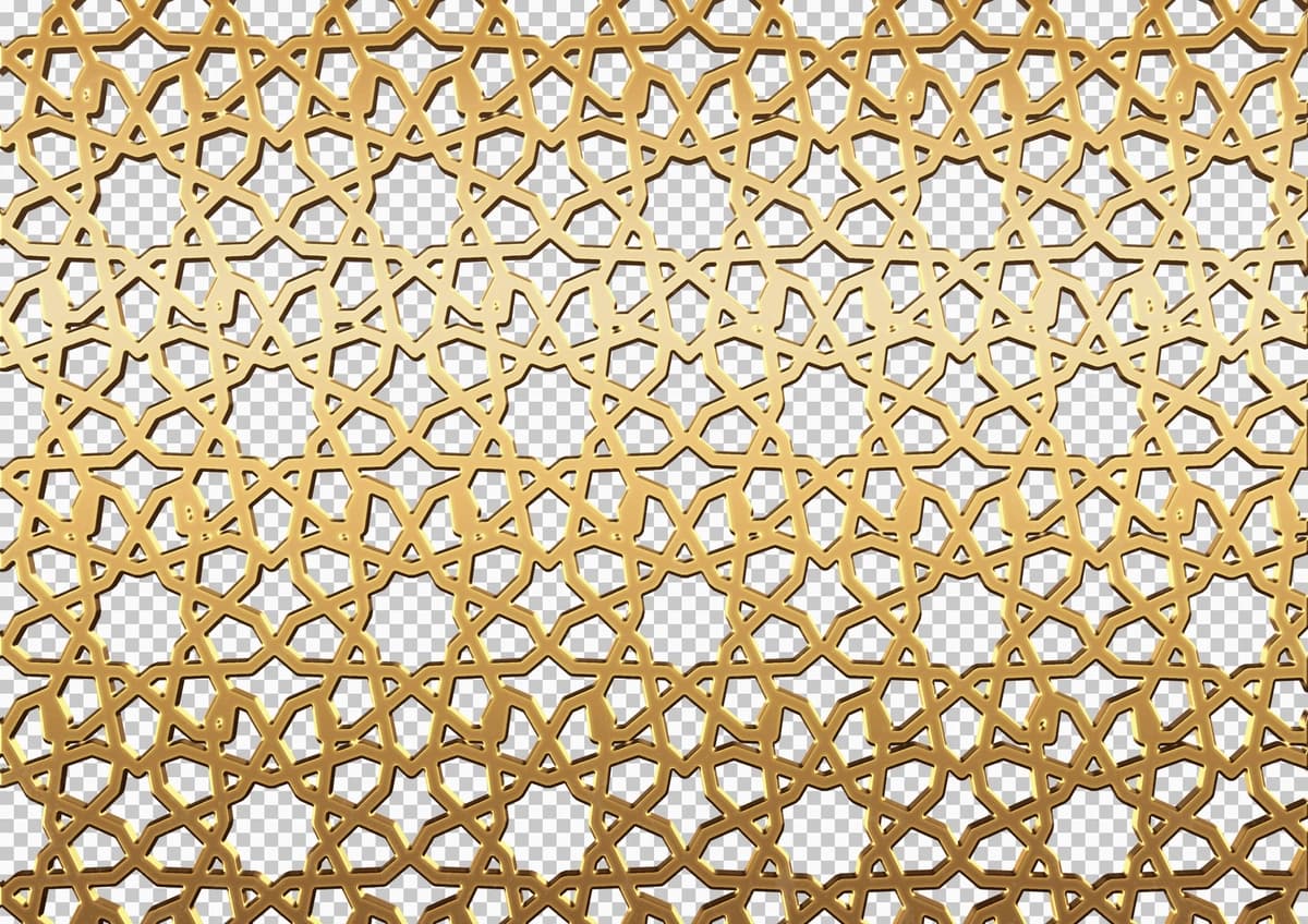 Shaffof qoplamali oltin islom geometrik bezak | Golden islamic geometric ornament with transparent overlay