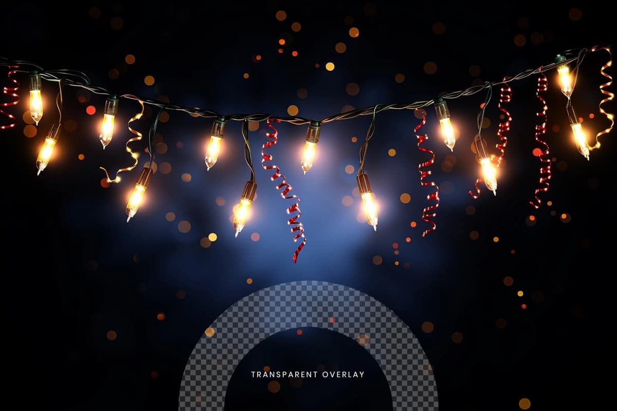Rojdestvo chiroqlari shaffof fon | Christmas lights transparent background