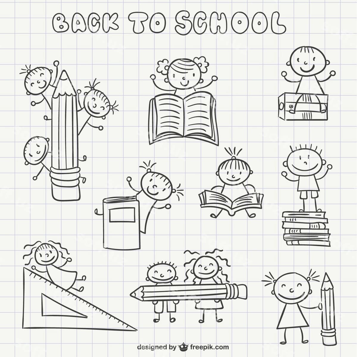 Rucksak maktab chizgilar paketi | Back school scribbles pack