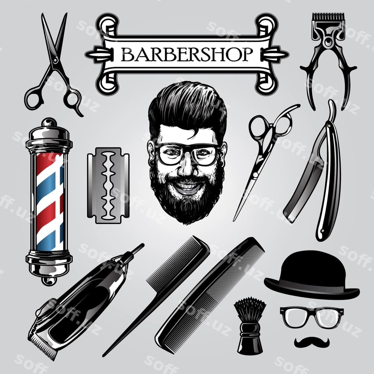 Soch qisqich asboblari komplekti | Barber tools set