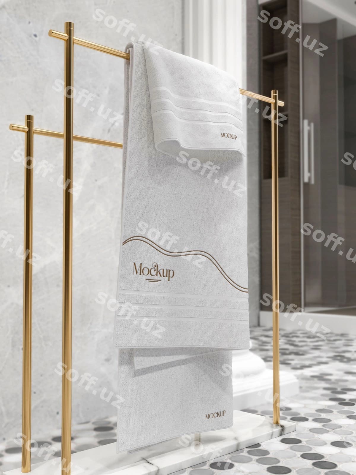 Banyo chindir mockup dizayni | Bathroom towel mockup design