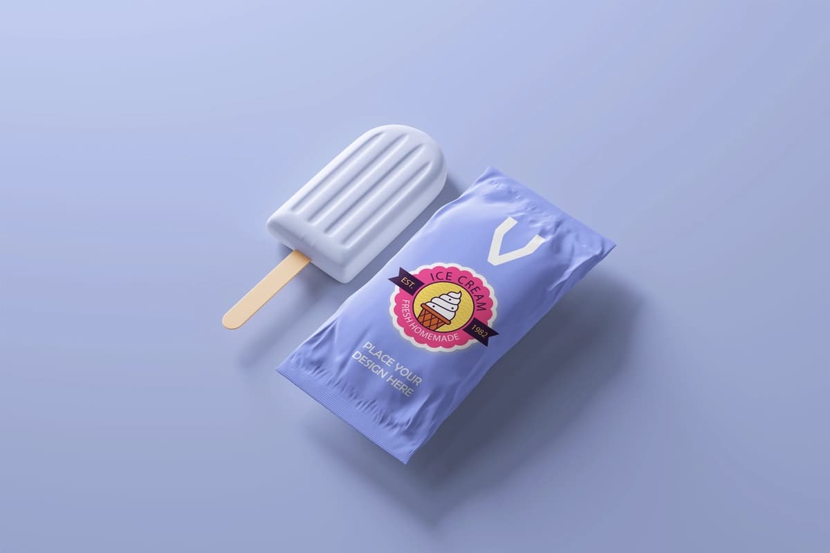 Muzqaymoq qadoqlash maketi | Ice cream popsicle packaging mockup