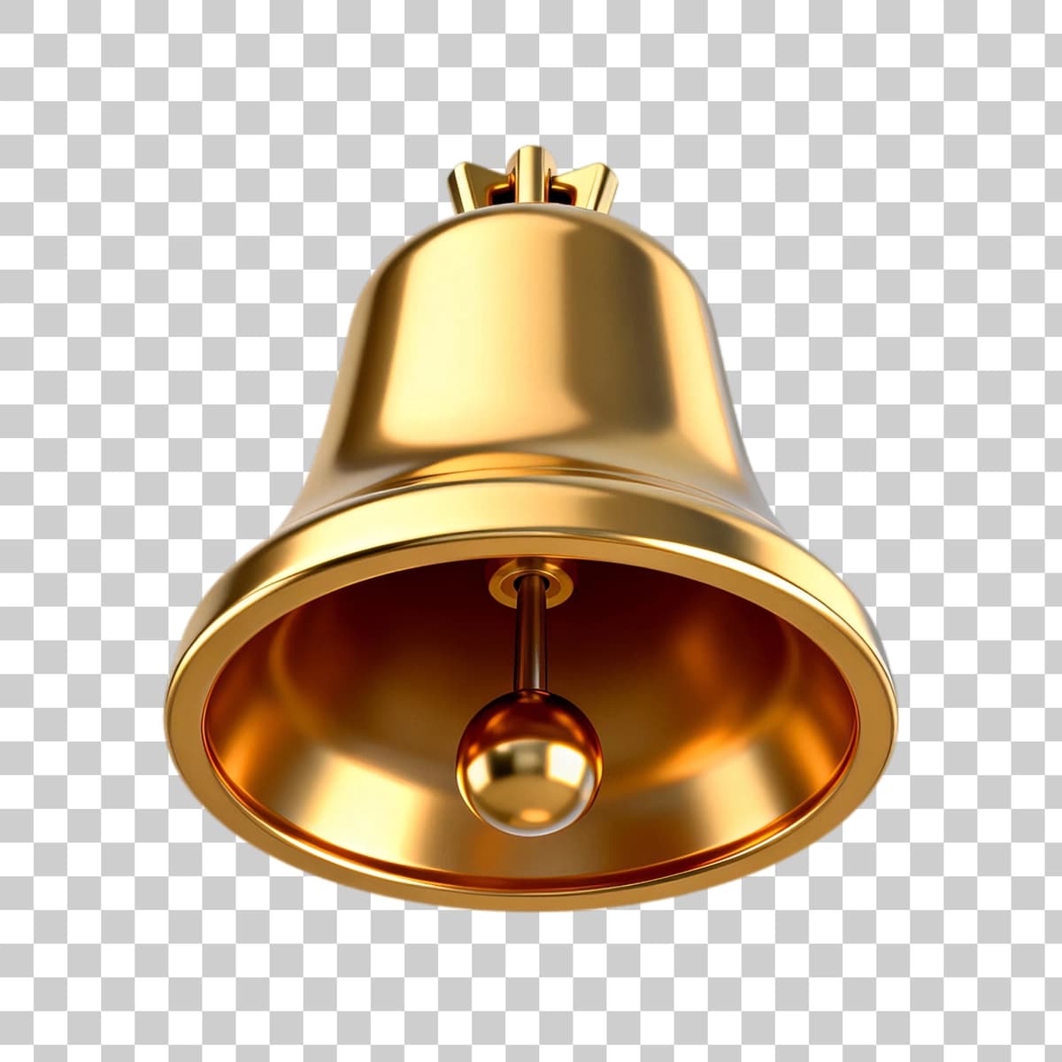 Shaffof fonli oltin qo'ng'iroq | Golden bell with clapper transparent background