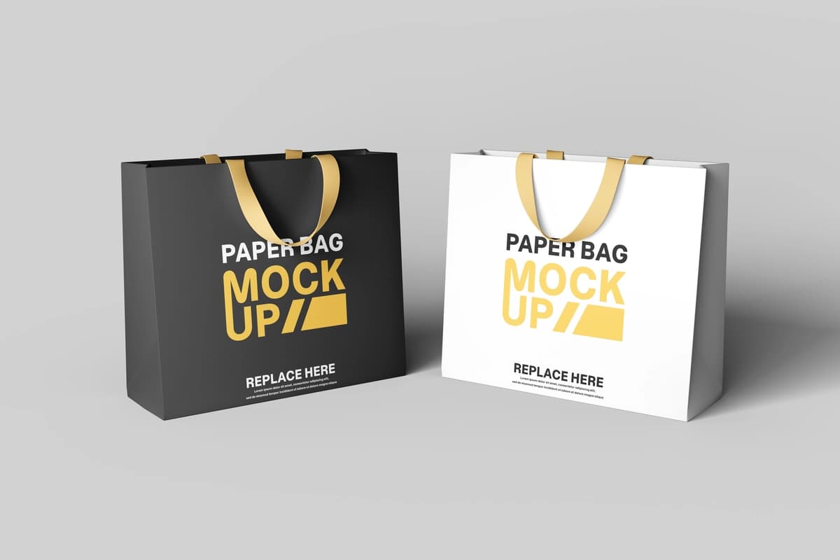 Haqiqiy qog'oz sumka maketi brending chakana savdosi | Realistic paper bag mockup branding retail