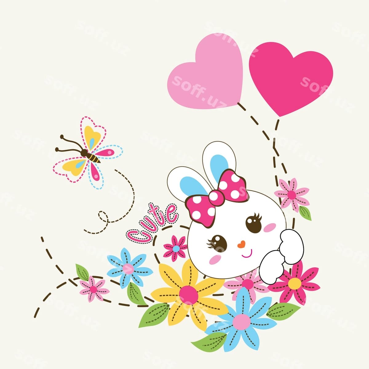 Go'zal tulki qiz vector illustratsiyasi | Beautiful rabbit girl vector illustration