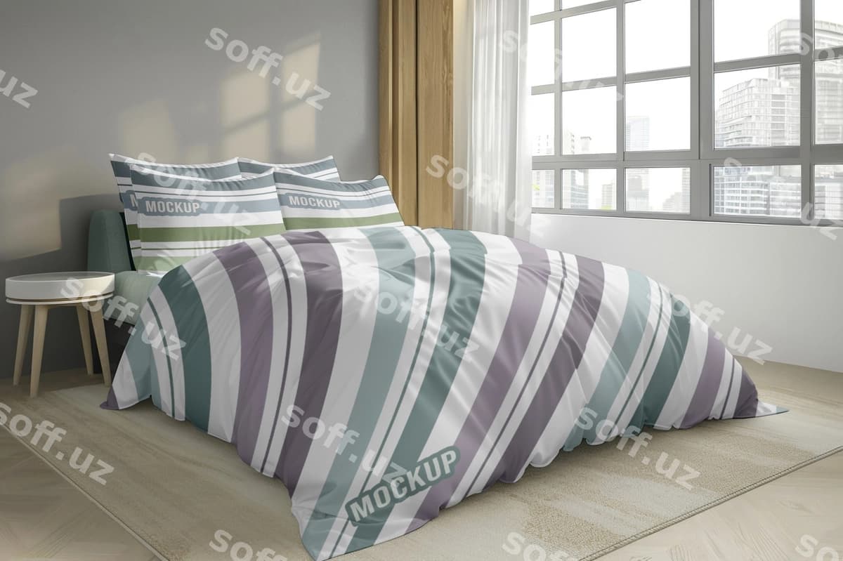 Yotoq mebeli interyer namunasi | Bed linen interior mockup
