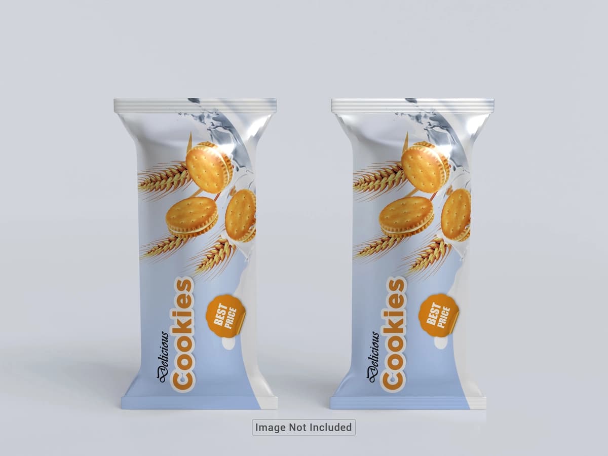 Psd yaltiroq pechene qadoqlash maketi | Psd glossy biscuit packaging mockup