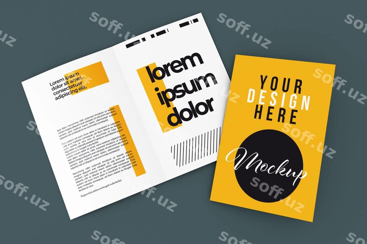 Bifold broshyura mockuplar ajrashgan | Bifold brochure mockup isolated