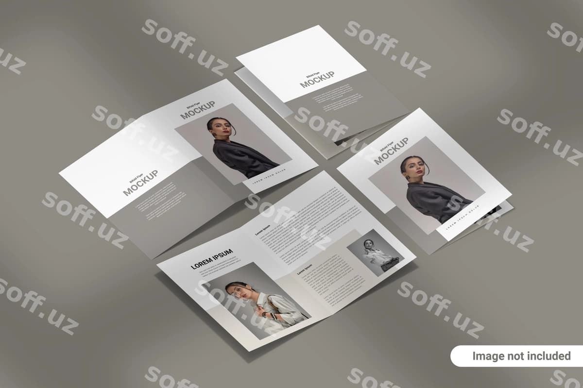 Ikki panellik broshyurа mockup | Bifold brochure mockup