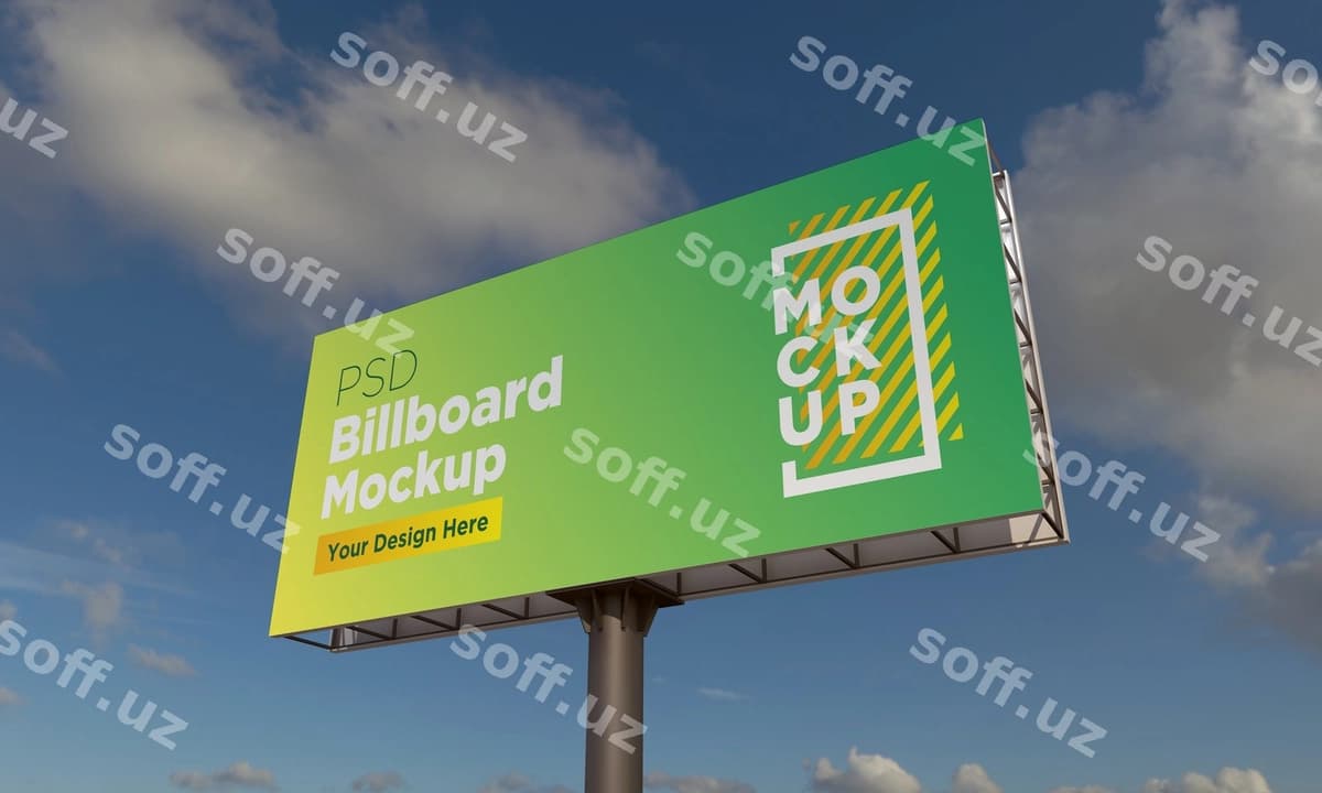 Billboard mockup shabloni tomon ko'rinishi | Billboard mockup template side view