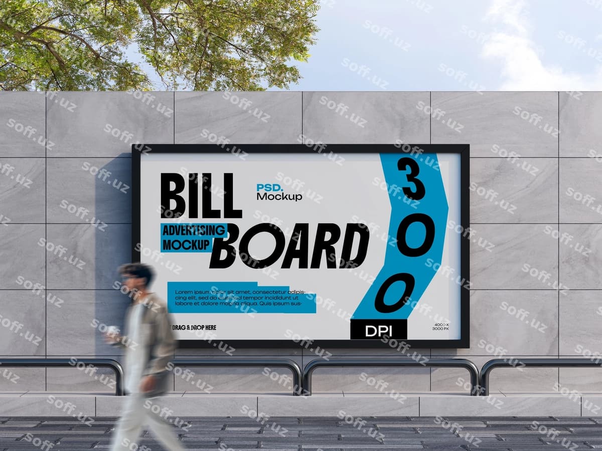 Shahar ko'chasi reklama taxtasi maketi | Billboard mockup urban street