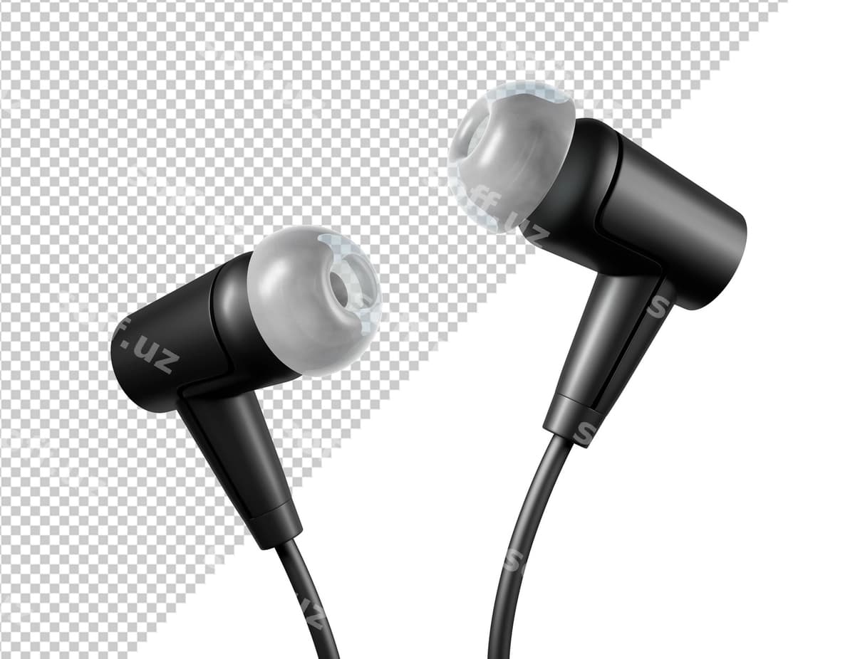 Qora tarmoqlanmagan quloqchinlar namunasi | Black wired headphones mockup