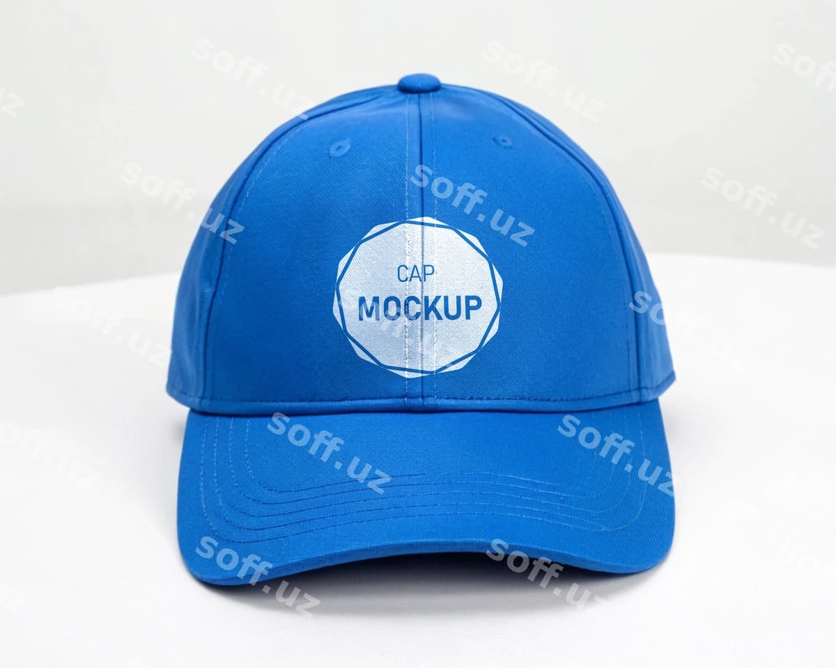 Moviy qalpoq maketi oq fon | Blue cap mockup white background