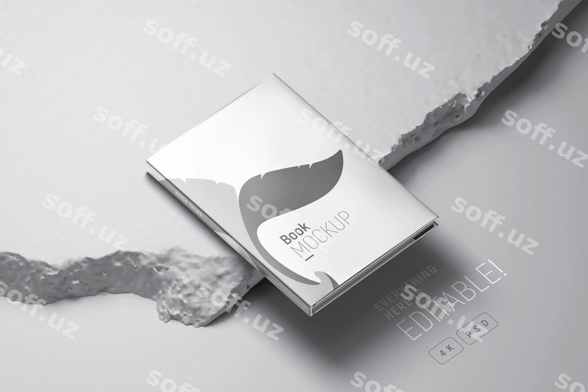 Kitob qopliq namunasi perspektiv ko'rinish | Book cover mockup perspective view