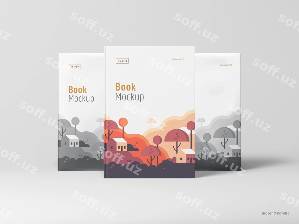 Kitob muqovasining maketi old tomondan ko'rinishi | Book covers mockup front view