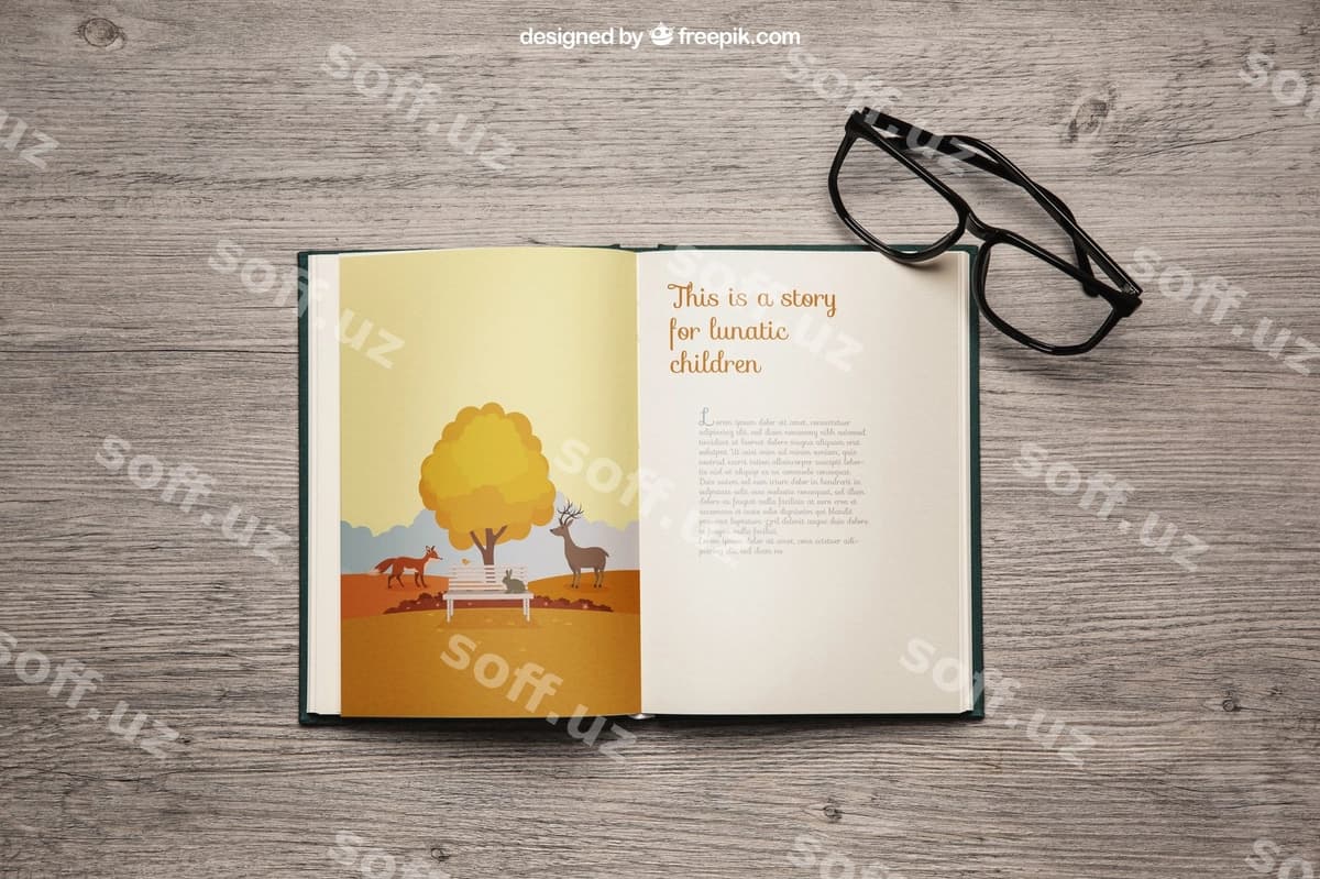 Kitob mockup va ko'zlashiqlar | Book mockup with glasses