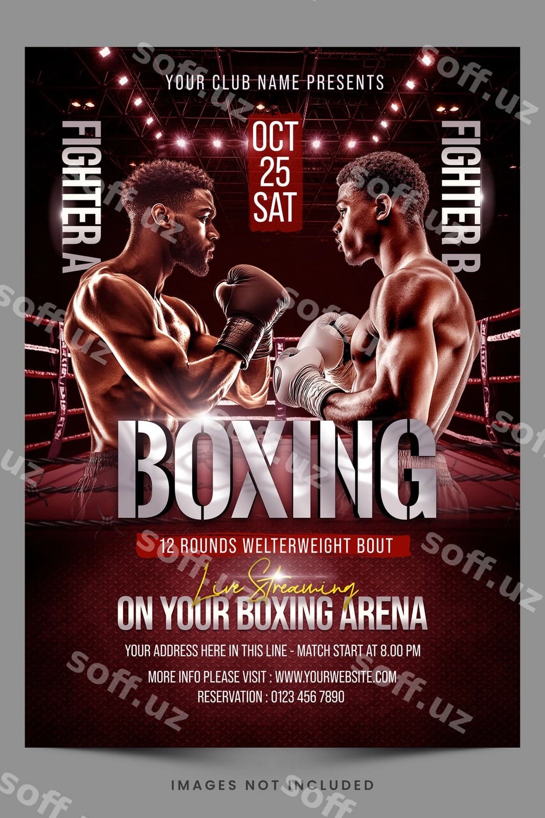 Boks chempionati PSD flyer shablon | Boxing championship psd flyer template