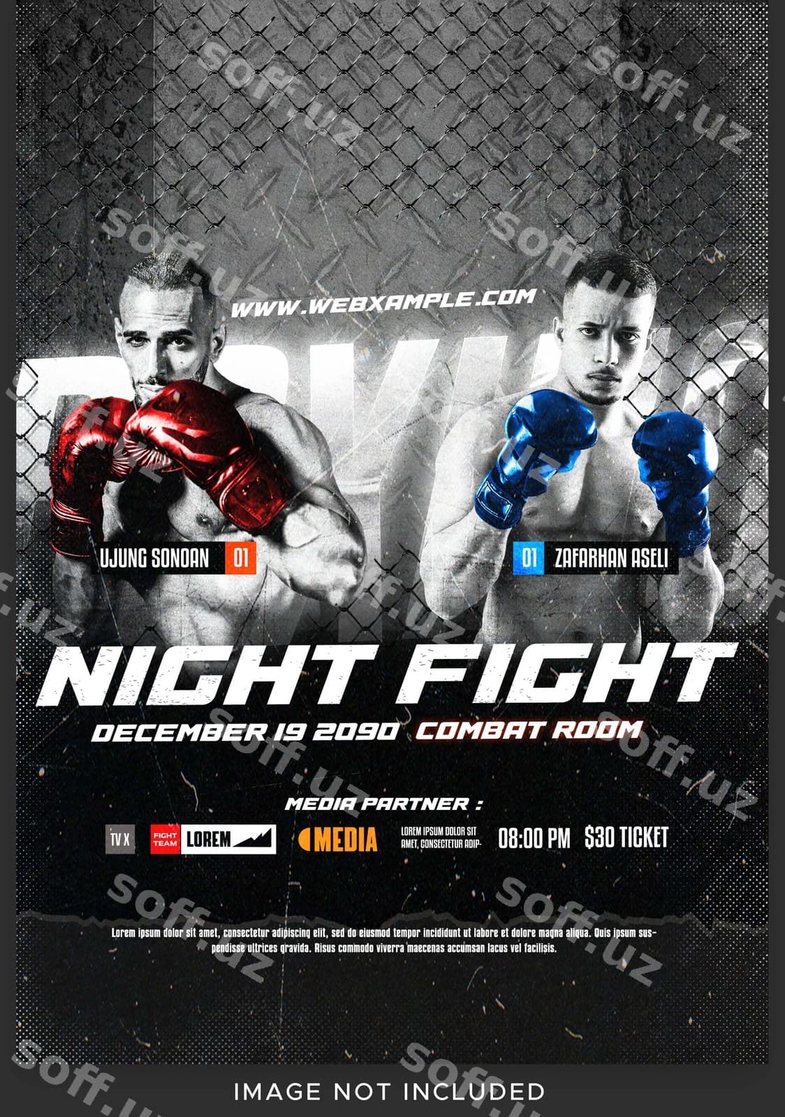 Boks kechasi tadbiri varaqasi | Boxing night event flyer