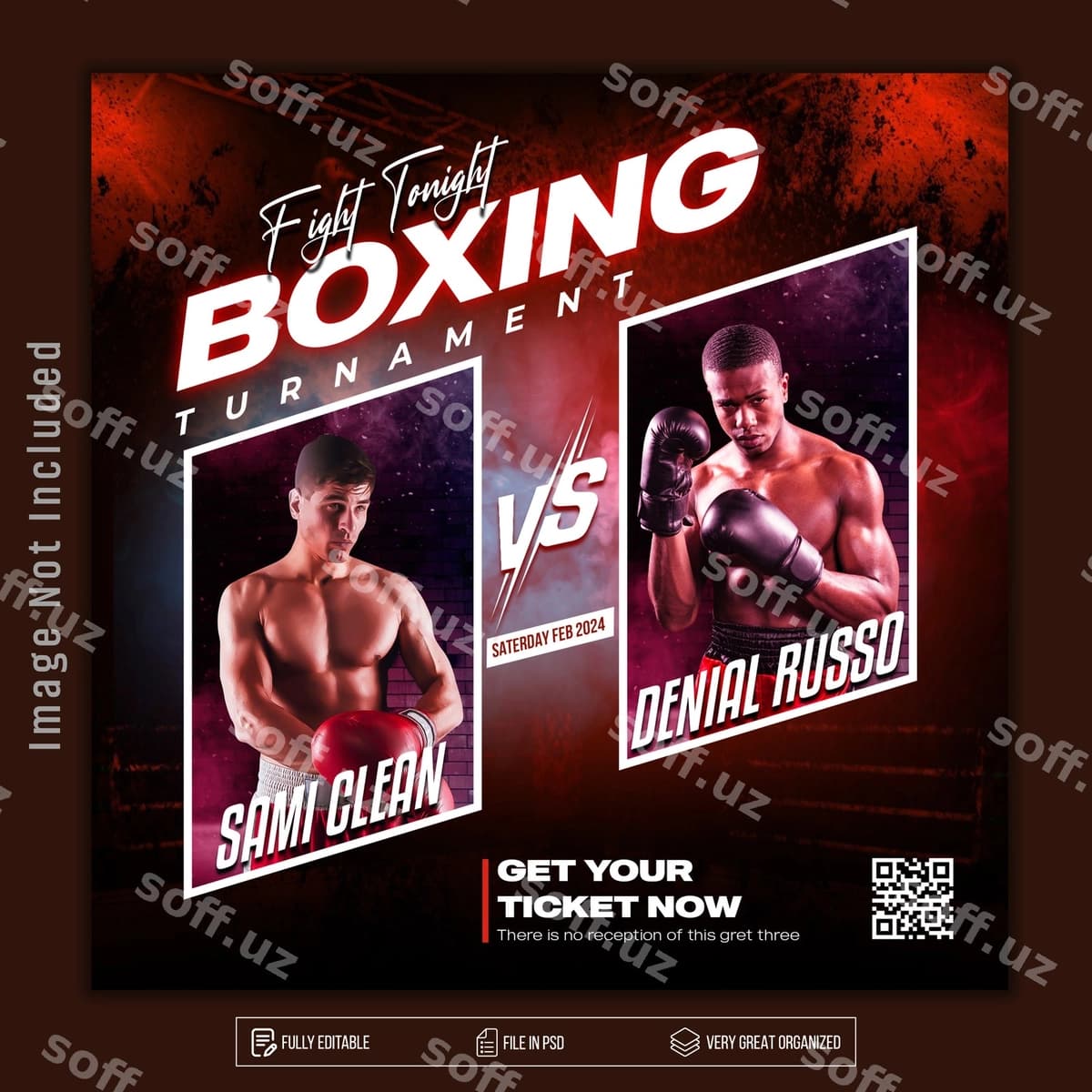 Boks ijtimoiy tarmoqlar posti PSD | Boxing social media post psd