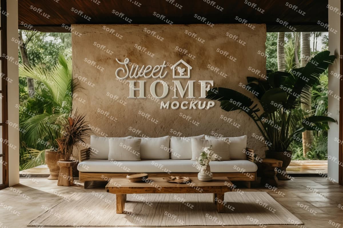 Braziliya folklorining interyer dizayni maketi | Brazilian folklore interior design mockup