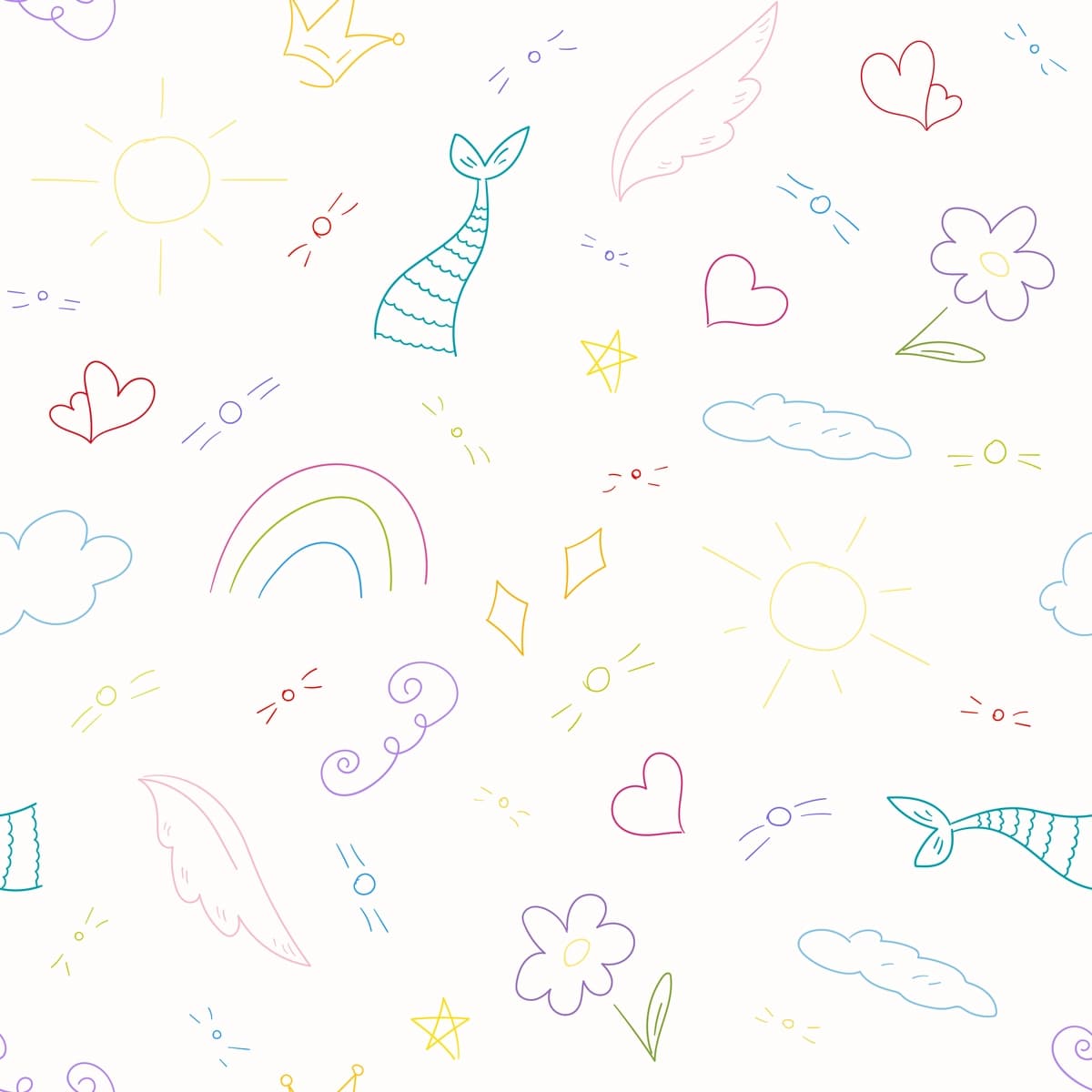 Choksiz naqsh turli doodle chizmalar yoqimli bolalarcha uslub | Seamless pattern different doodle drawings cute childish style