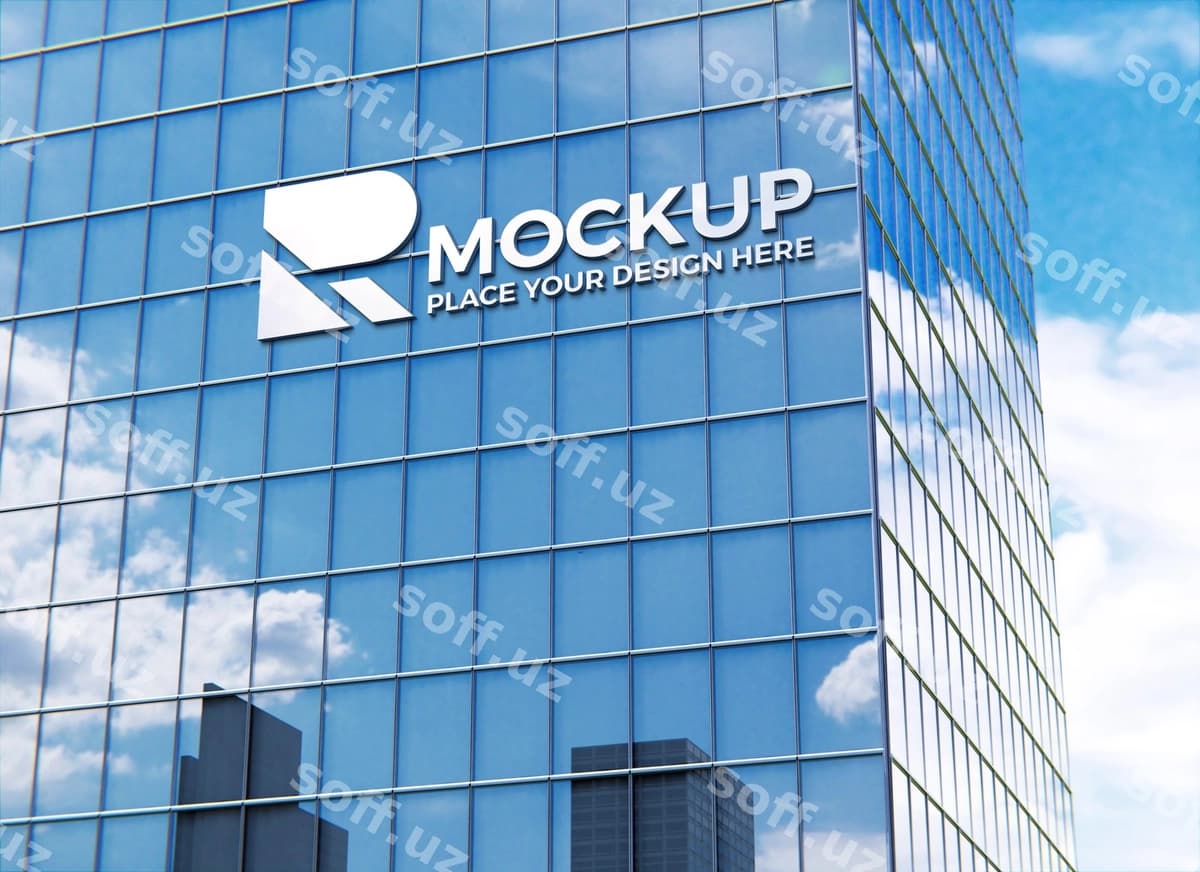 Logo maketi bilan bino jabhasi | Building facade with logo mockup