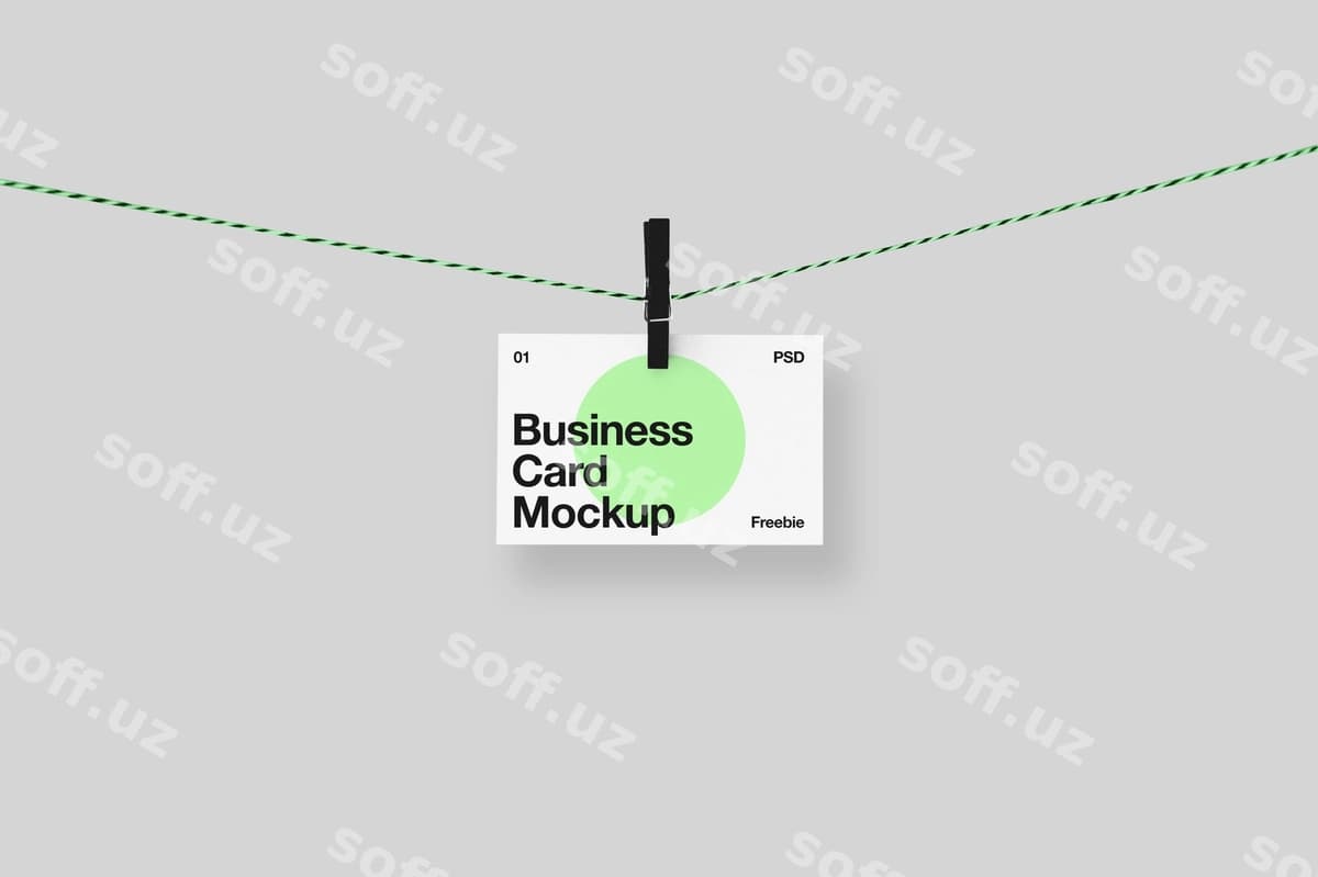 Bisnes karta namunasi kiyik chizi | Business card mockup clothesline