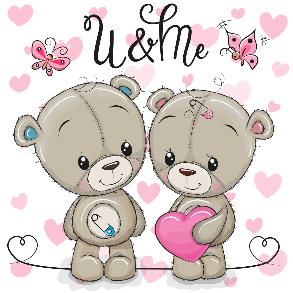 Teddy bola o'yinchoq qiz yurak fon | Teddy boy teddy girl hearts background