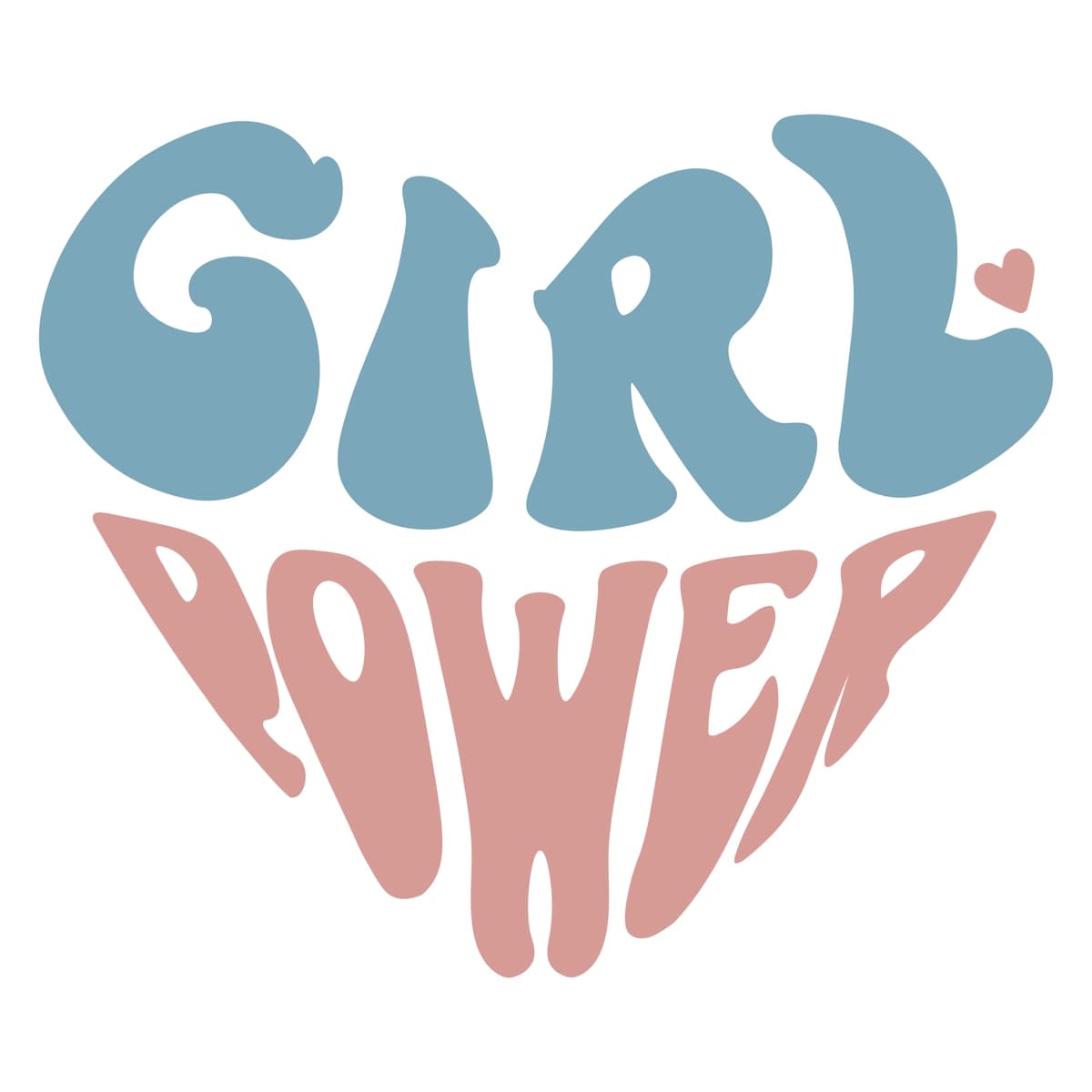 Kuchli yuraklar qiz kuch tipografiyasi yurak shakli | Empowered hearts girl power typography heart shape