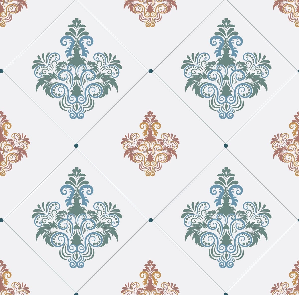 Gulli bezakli choksiz naqsh ko'k fon vektor san'ati | Seamless pattern with floral ornament blue background vector art