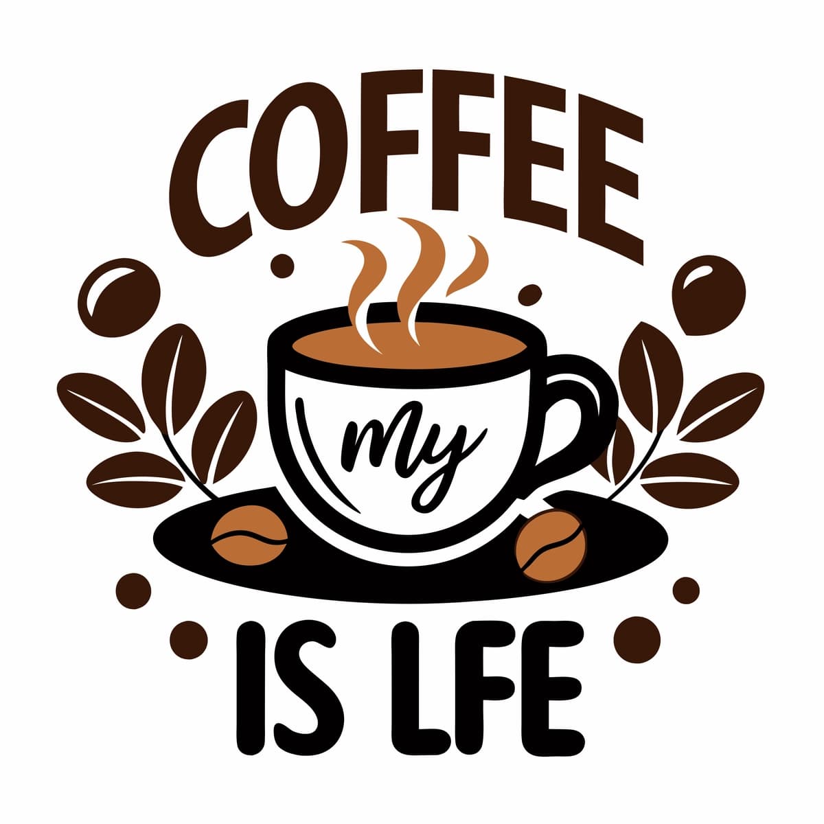 Qahva - bu mening hayotim tipografiyasidagi futbolka dizayni | Coffee is my life typography tshirt design