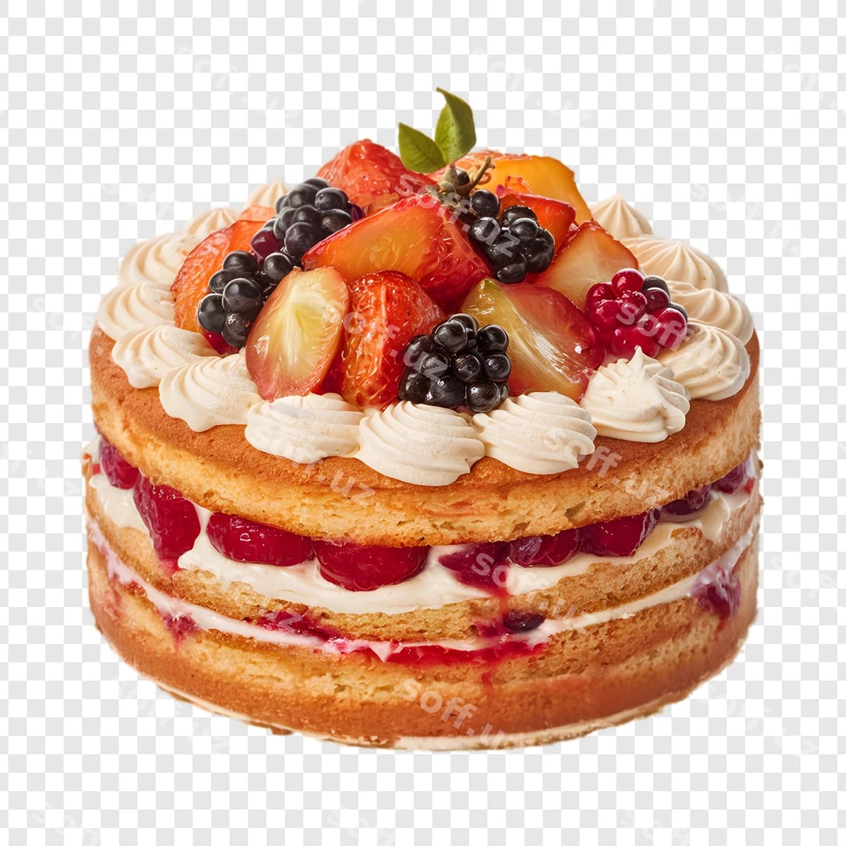 Meva bilan aksessuarlangan kek | Cake with fruit top it