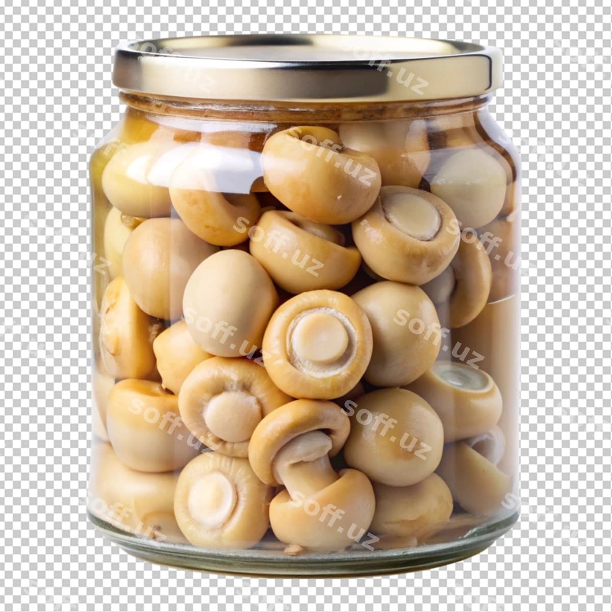 Konserva shapaki shaffof fonda | Canned champignons transparent background