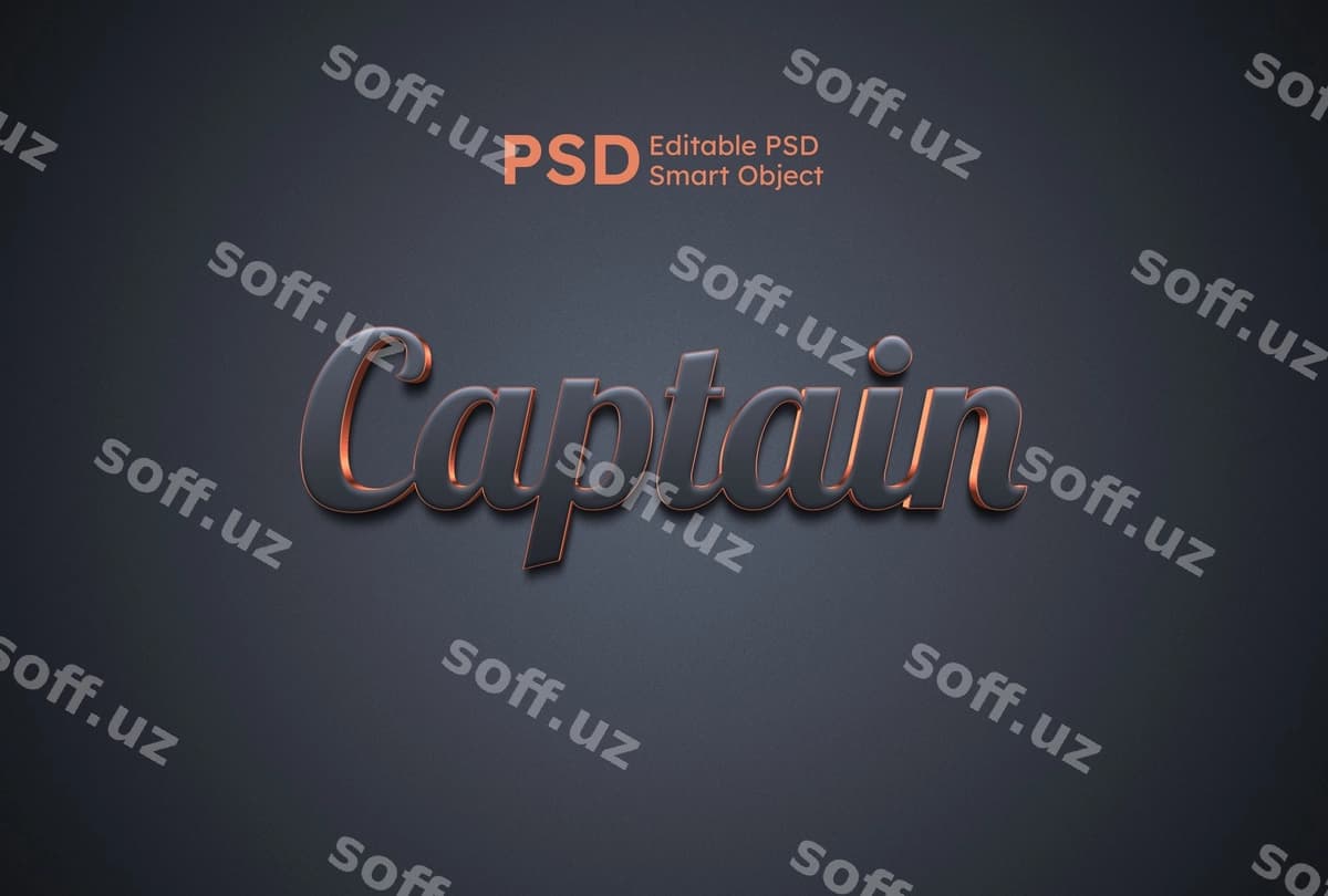 Kapitan 3d tahrirlanadigan matn effekti | Captain 3d editable text effect