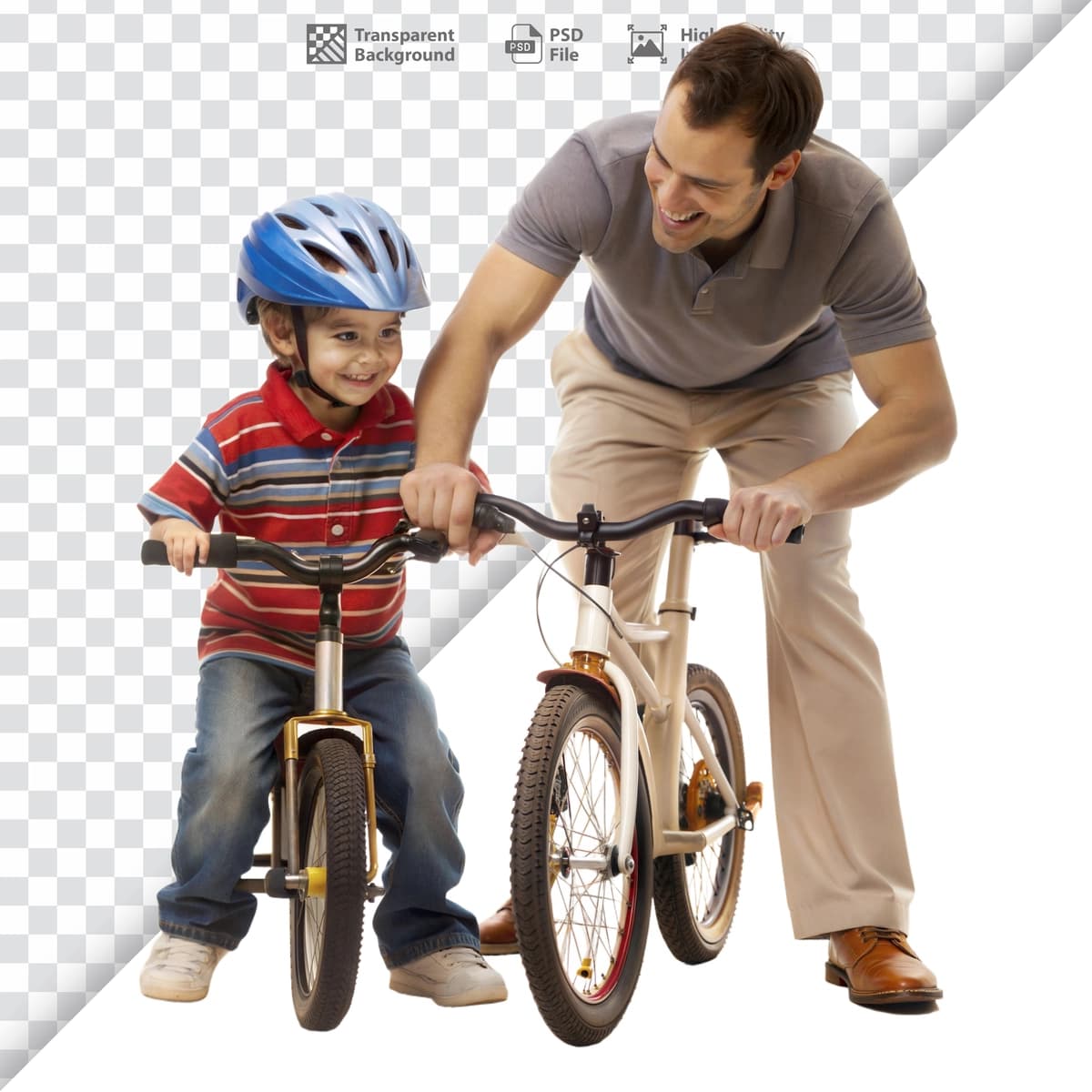 Ota o‘g‘liga velosiped haydashga yordam bermoqda | Father helping son ride bicycle teaching supporting