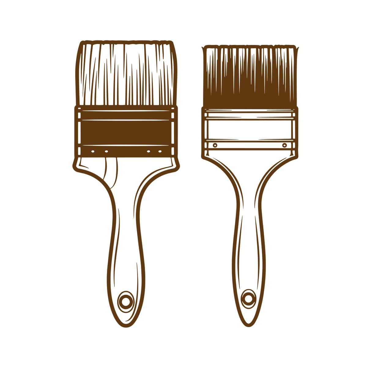 Ikkita qo'lda chizilgan bo'yoq cho'tkalari, badiiy hunarmandchilik loyihalari | Two handdrawn paint brushes art craft projects