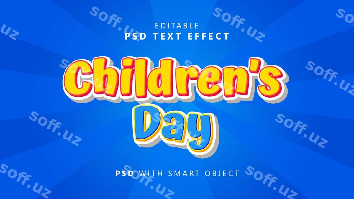 Bolalar kuni matn effekti | Children s day text effect