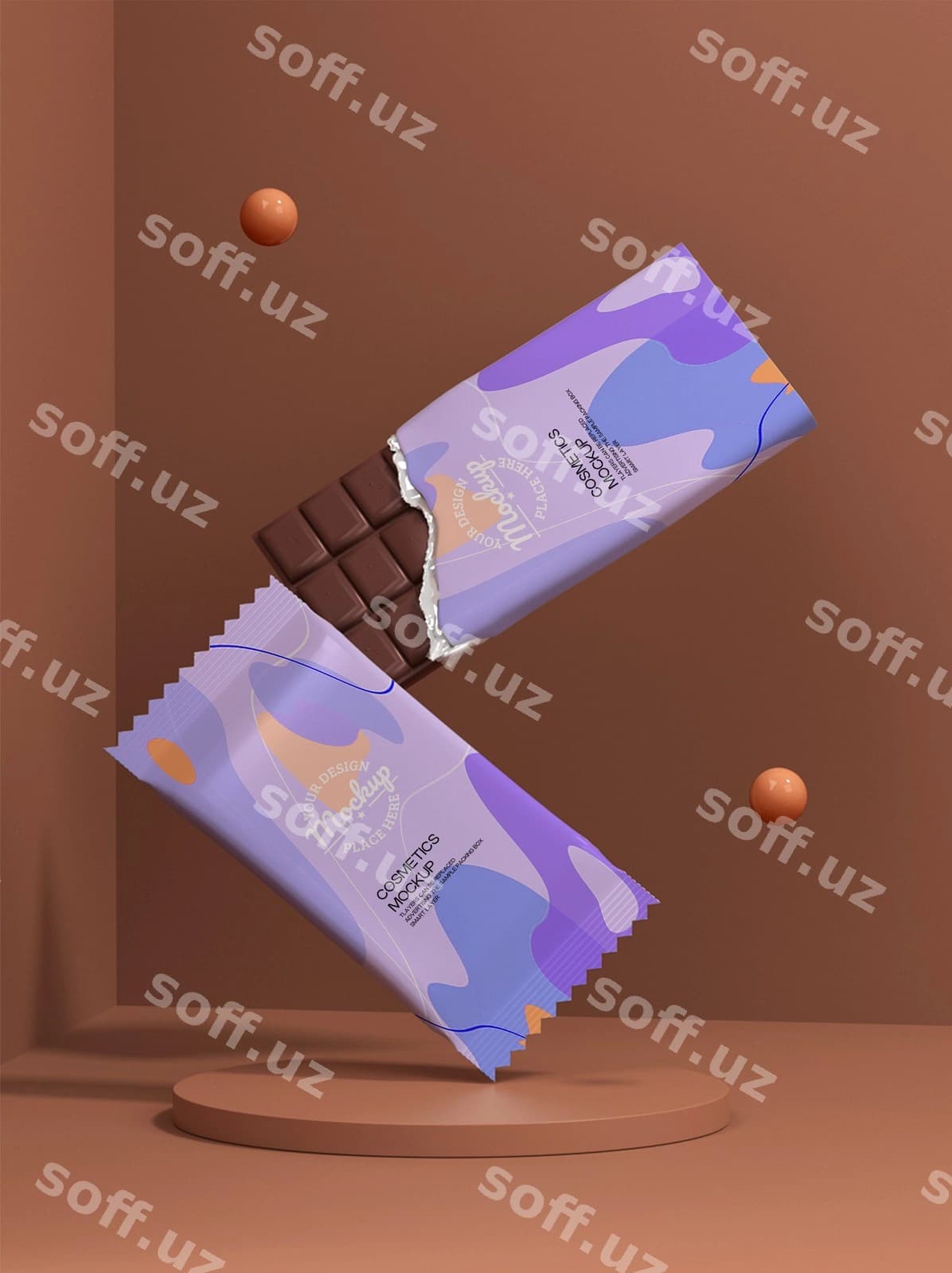 Shokoladli qadoqlash maketi dizayni | Chocolate packaging mockup design